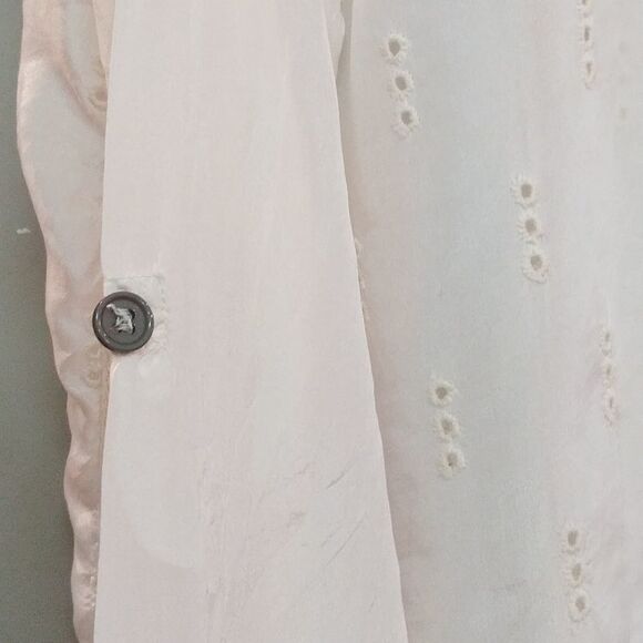 Johnny Was Eyelet Silk Long Sleeve Blouse - Picture 8 of 8